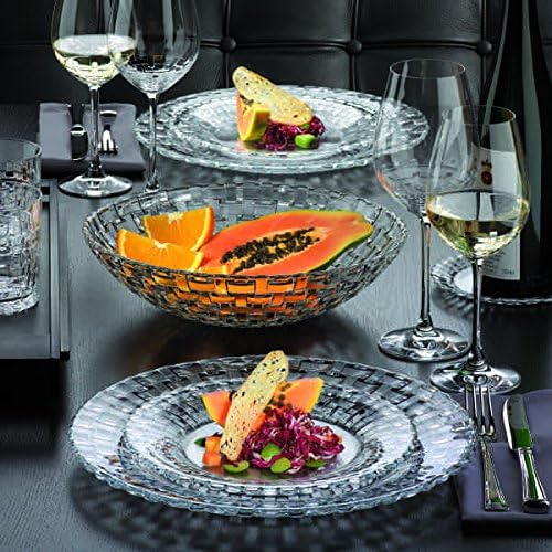 Nachtmann Bossa Nova Crystal Serving Platter – 12.6" Basketweave Design Glass Plate for Appetizers, Desserts & Special Occasions – Elegant Lead-Free Tableware for Dining, Gifting & Home Display