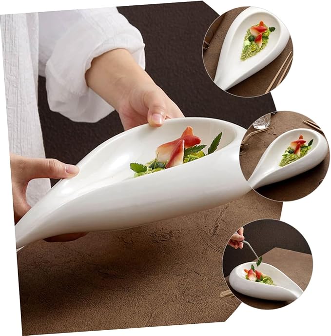Ceramic Water Drop Warming Tray Dinner Plate Tear Drop Appetizer Plates Food Trays Salad Decorative Bowl