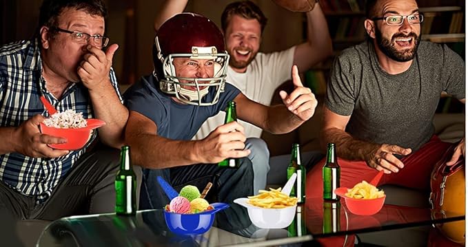 54 Pack Baseball Helmet Ice Cream Bowls, 27pc Spoons and 27pc 8oz Baseball Cap Ice Cream Bowls, Dessert Cups for Party