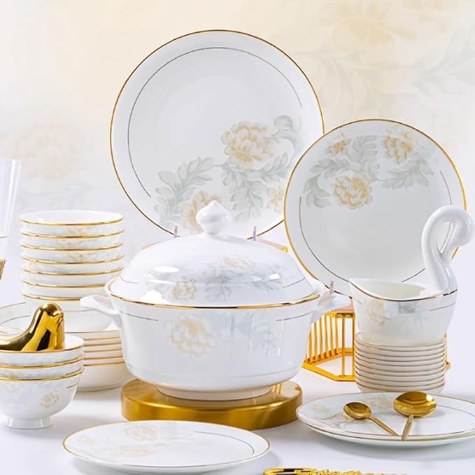 Dessert Plates Simple and Elegant Floral Ceramic Dinner Plate for Home High-end and Tableware Dinner Tableware