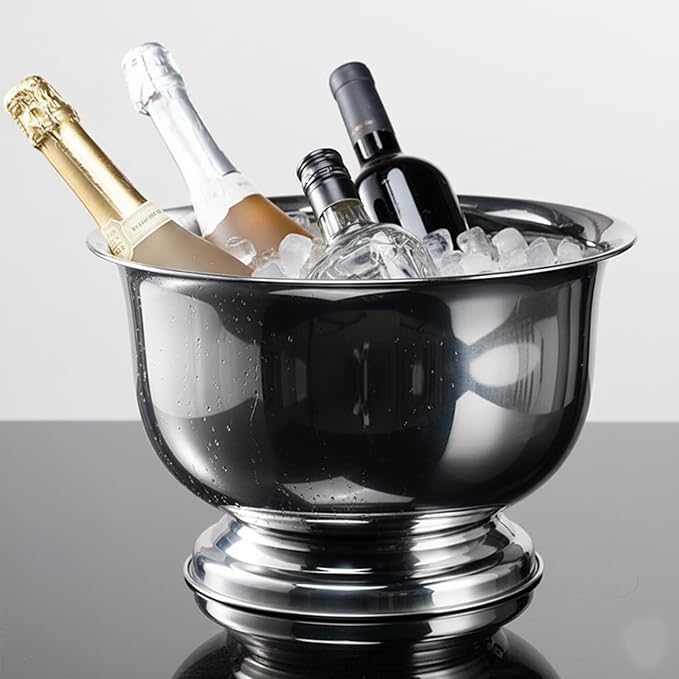 Ice Bucket for Parties Stainless Steel 8L Beverage Tub Large Capacity Champagne Bucket Drink Tub Insulated Punch Bowl Drink Chiller