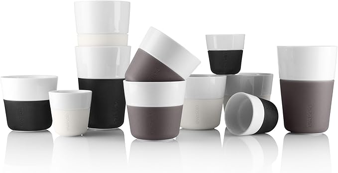 Eva Solo | 2 Espresso Tumbler Mugs | 3 oz Porcelain Coffee Cup Tumblers with Silicone-coated Grip | Danish Design, Functionality & Quality | Grey