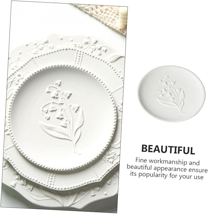 Cabilock American Style Embossed Ceramic Plate Multi-purpose Dish for Steak Desserts Food Storage Tray for Home Use Housewarming