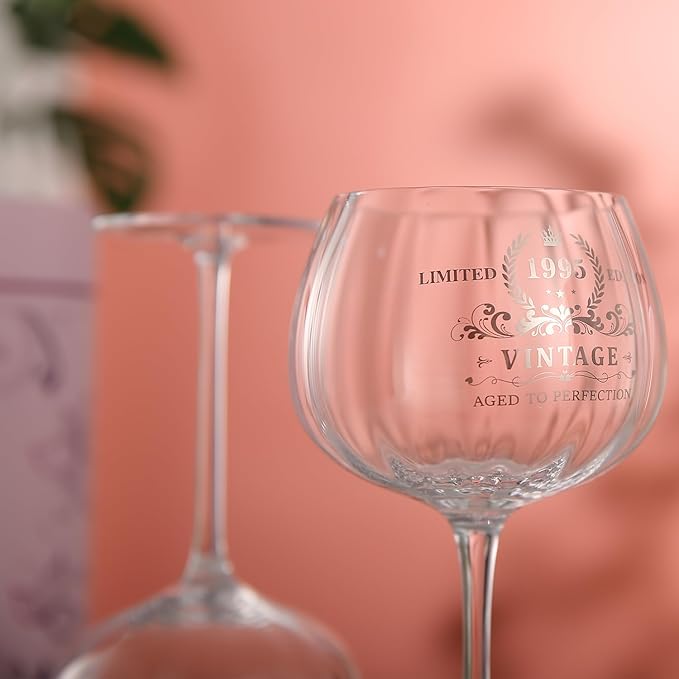 30TH Birthday Gifts for Her, Vintage 1995 Engraved Wine Glass, Unique 30 Year Old Birthday Decorations for Women, Funny 30 Bday Gifts Idea for Friends, Wife, Daughter, Sister (30TH)