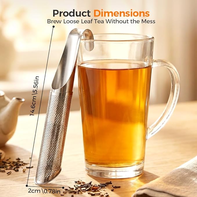 Kruggo Stainless Steel Tea Strainer, 2026 Upgrade Fine Holes Tea Diffuserfor Loose Tea Leaf, with Hanging Hook Handle, Tea Strainer for Office, Home, Travel (3PCS)