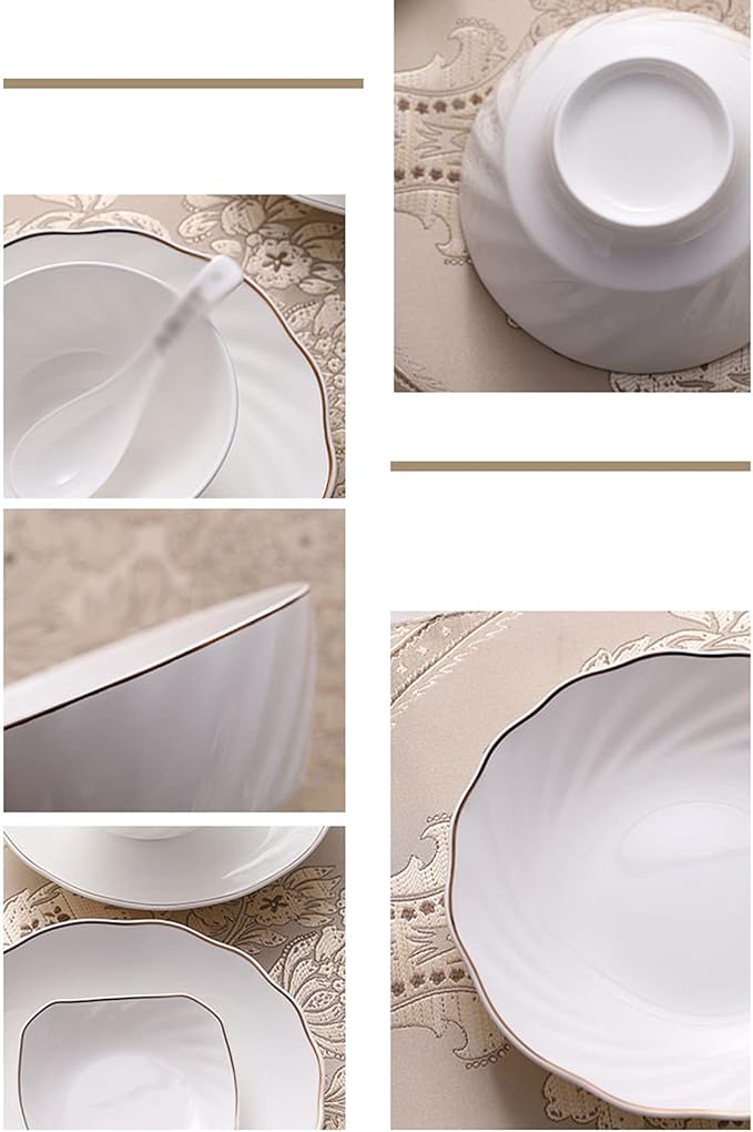Dinner Set, Special Restaurant Dinnerware Set, Ceramic Tableware Set, 36-Piece Kitchen Plate and Bowl SetPure White Exquisite Tableware Set,
