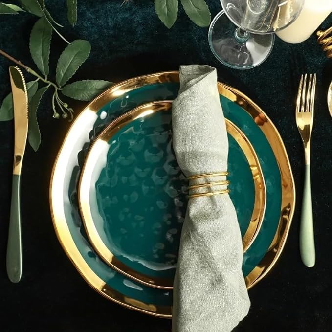 16 Piece Dinnerware Set Service for 4 Family Hotel Tableware Ceramic Round Plates and Bowls
