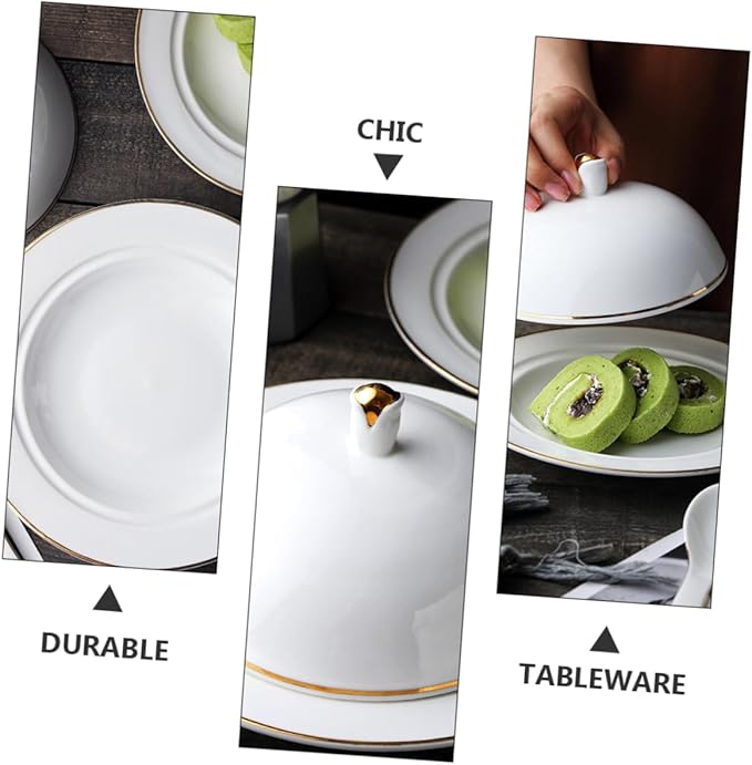 Round Ceramic Plate Lid Dinner Plate Cover Serving for Parties Banquets