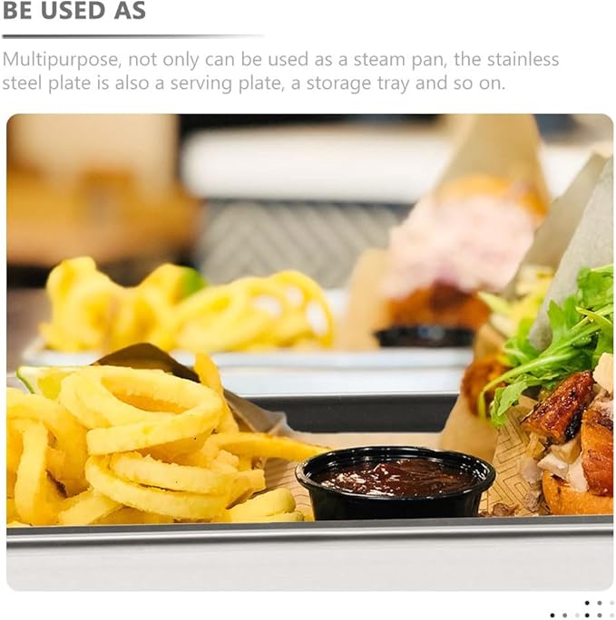 Stainless Steel Steam Pan - 26. 5x15. 5cm Rectangular Serving Tray for Baking, Banquet Food Display and Kitchen