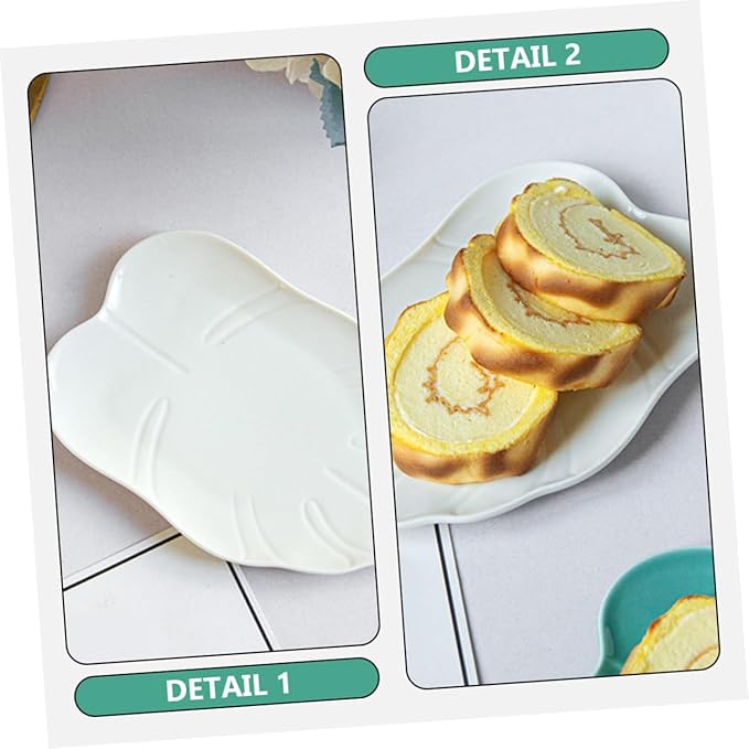 Mobestech Ceramic Leaf Shaped Appetizer Plates Elegant Dessert Serving Dish Versatile Storage for Fruits Snacks for Home Dining Entertaining