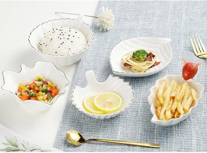 FAREWELL Dipping Bowls Ceramic Dipping Sauce Dish Leaf Shape Condiment Dish Saucer Dipping Bowl Appetizer Plate Condiment Saucer Appetizer Bowls
