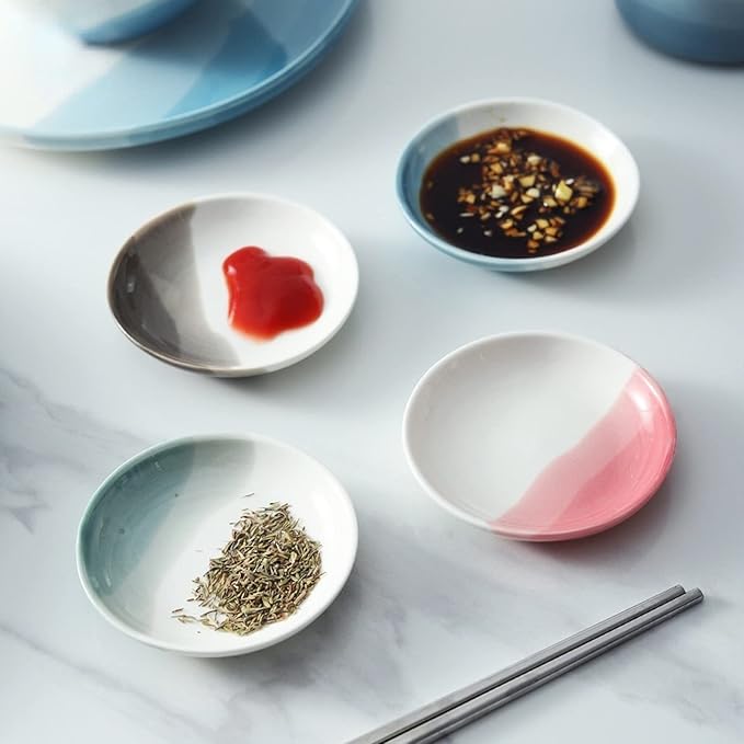 Appetizer Plate Dipping Bowl Ceramic Saucer Multipurpose Sauce Plate Dessert Side Dish Kitchen Tableware Restaurant Utensils 1 Pcs Snack Plate Sauce Dipping,Black