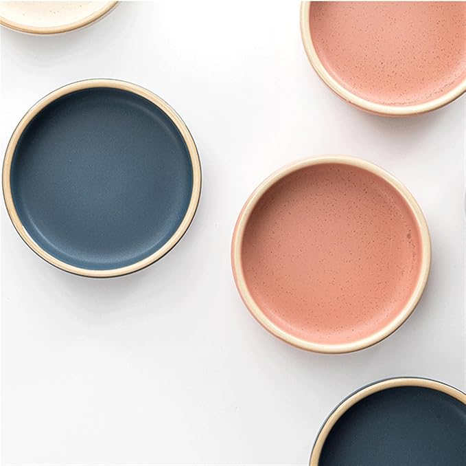 GUERNSEY Snack Bowls Round Ceramic Plate Small Dessert Plate Soy Sauce Plate Side Dish Snack Sushi Sauce Small Sauce Plate Snack & Dip Bowls (Color : B)