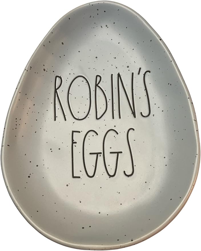 (BF Ceramic Egg Shaped Appetizer/Snack Plate - ROBIN'S EGGS (blue speckled)