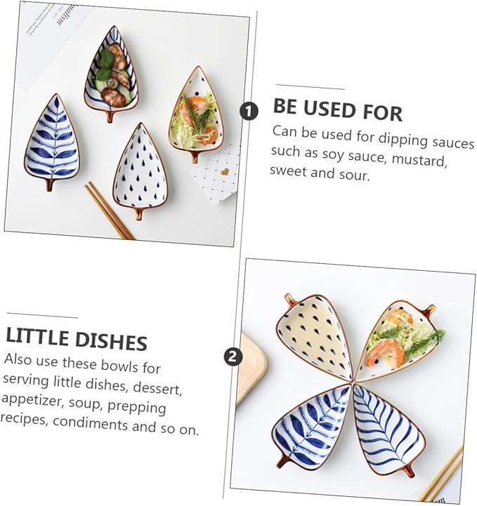 3Pcs Random Style Ceramic Snack Food Plates Versatile Seasoning Dish for Sauces Condiments Appetizers Dips for Storing Chili Powder Sauce Mustard More
