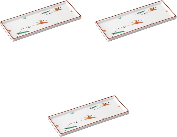 Setomonohonpo Set of 3, Akao Tsuyoku Plate, 8.3 x 3.2 x 0.8 inches (21.1 x 8.2 x 2 cm) | Appetizer Plate, Porcelain