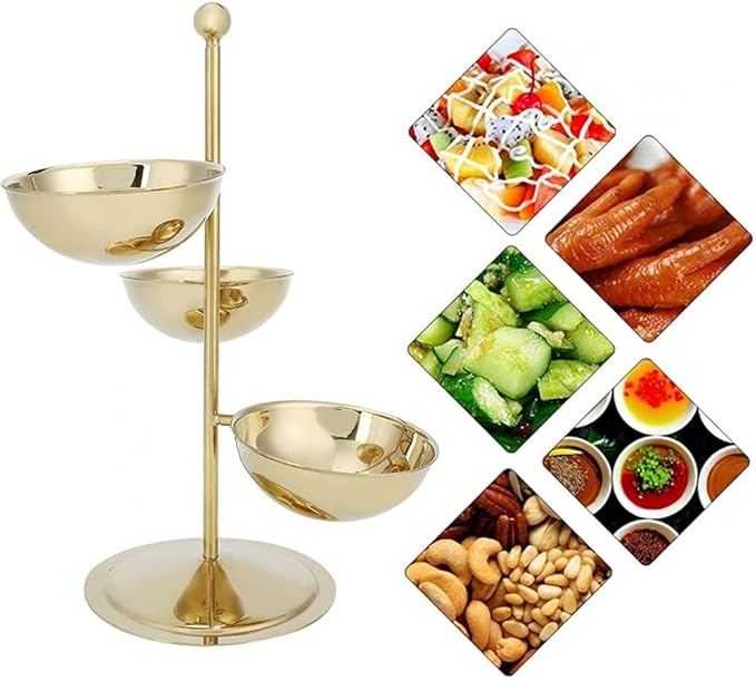 Multi-Tiered Serving Tray, Stainless Steel, 3 Tiers, Ideal for Desserts, Fruits, Snacks, and Appetizers, Dishwasher Safe