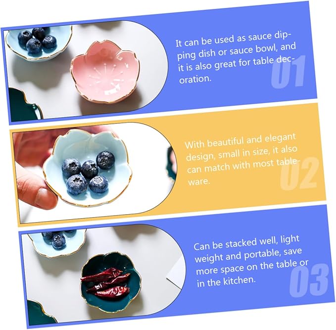 4pcs Ceramic Dipping Sauce Bowls Elegant Appetizer Plates for Soy Sauce Ketchup Vinegar Design for Home Kitchen Parties and Outdoor Use