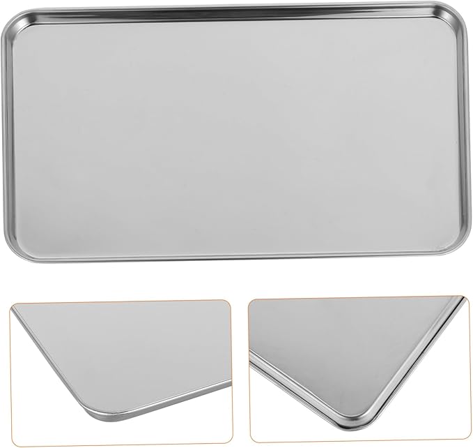 Stainless Steel Food Tray Lightweight Rectangular Serving Platter for Family Gatherings Parties Weddings Bars Restaurants Silver Plate Holder