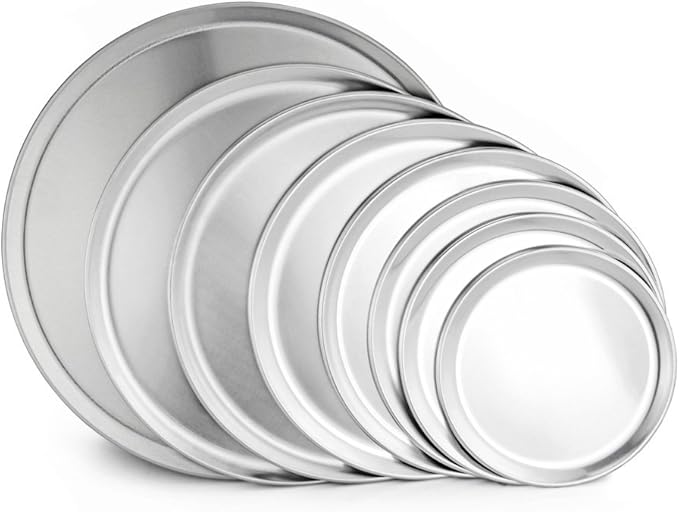 New Star Foodservice 51032 Restaurant-Grade Aluminum Pizza Pan, Baking Tray, Coupe Style, 14-Inch, Pack of 6