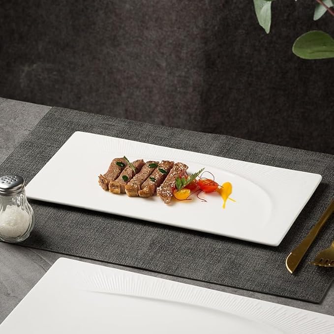 Kitchen Plates Creative Pure White Flat Plate Western Restaurant Steak Plate Simple Ceramic Tableware Restaurant Plates(Small)
