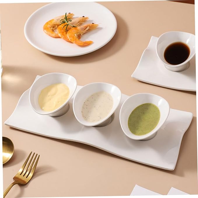 Ciieeo Japanese Style Ceramic Appetizer Plates 1 Set Seasoning Dish Unique Design for Condiments Suitable for Home Use for Dipping Sauces and Snacks