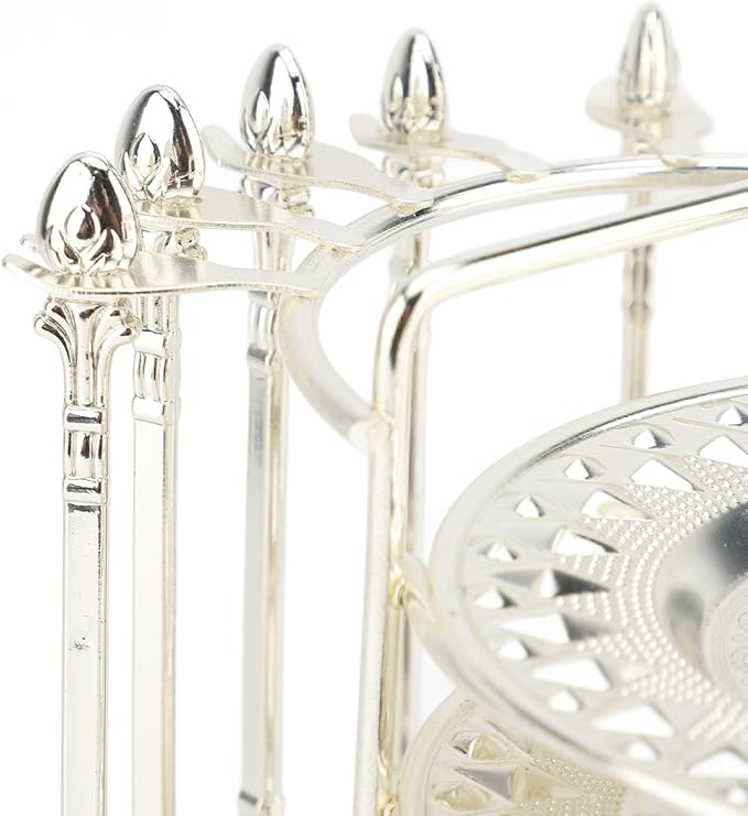 GLOGLOW European Style Food Plate, Zinc Alloy Serving Tray with Spoon for Steaks Pasta Fruits Snacks, Elegant Design for Parties and Gatherings (Silver)