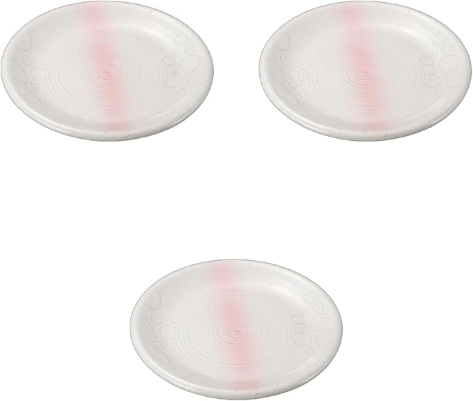 Set of 3, Saturated Time and Time Dream 6.5 Round Plate, 7.6 x 0.9 inches (19.3 x 2.2 cm) | Medium Plate Ceramics Setomonohonpo