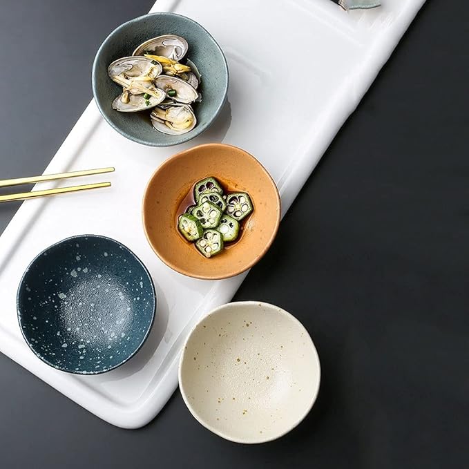 Sauce Dish 2Pack Sauce Dish Set Retro Ceramic Appetizer Plates Dipping Bowls Mini Condiment Porelain Sauce Dish Soy Sauce Dish Vinegar Snack Seasoning Salad (Orange)