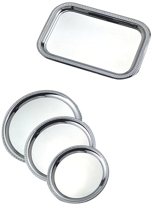 American Metalcraft SST10 Stainless Steel Serving Tray - Commercial Grade Brushed Satin Finish Deep-Lipped Round Tray, 10" Silver
