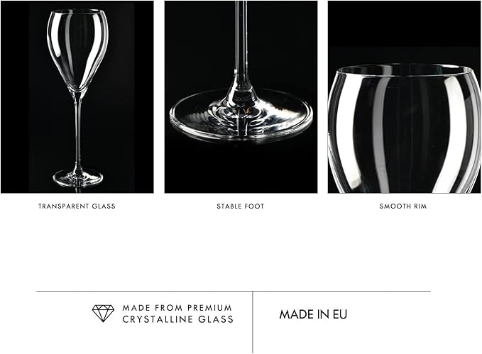 Krosno Red Wine Glasses, Set of 4, 16.2 oz, Perla Collection, Elegant Rounded Shape, Durable Crystalline Glass, Unique Design, Dishwasher Safe, Made in Europe