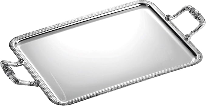 Christofle Malmaison Silver Plated Rectangular Serving Tray With Handles Large #4200760