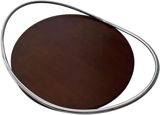 Serving Tray Organizer Tray Oval Ottoman Tray Luxurious Dinner Plate Fruit Plate Coffee Table Tray for Dining Room Countertop, Silver and Wood