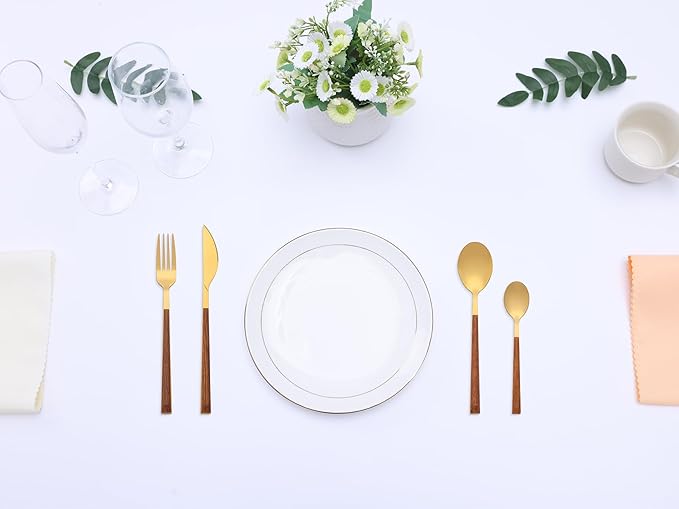 4 Piece Silverware Set, Stainless Steel Flatware, Mirror Polished Cutlery Set with Knife, Serving Utensils Set for Kitchen Eat 4 PCS Gold