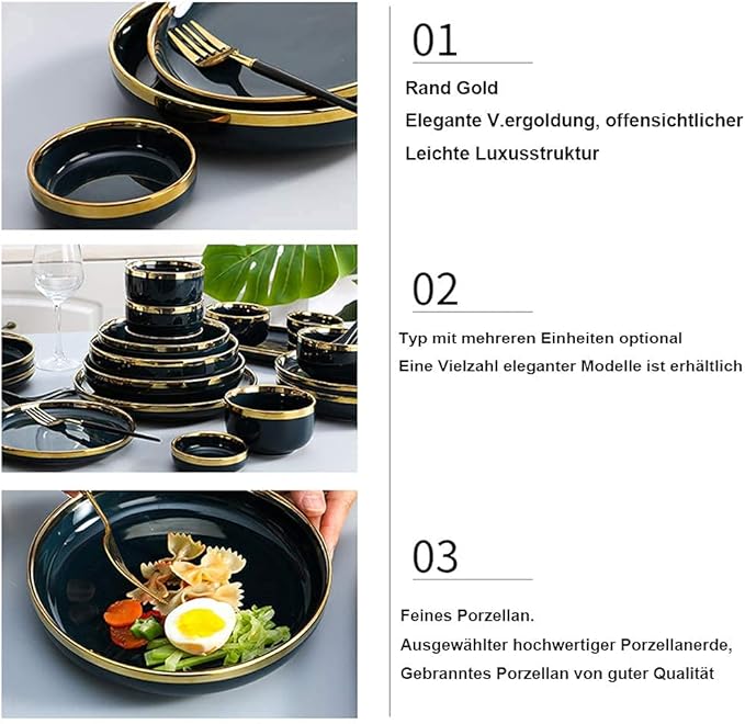 Nordic Style Tableware Set, Ceramic Plate And Bowl Set, Family Restaurant Tableware, 2/4/6 Person Tableware Set, Handmade Ceramic Utensils (Cyan White 9 pcs)