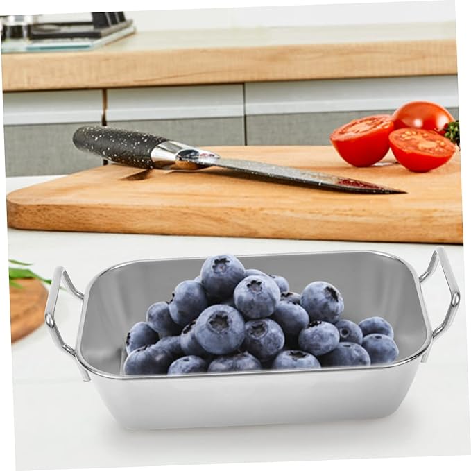 Cabilock Stainless Basket Serving Tray French Fries Holder Snack Plate BBQ Tray Family Party Accessory