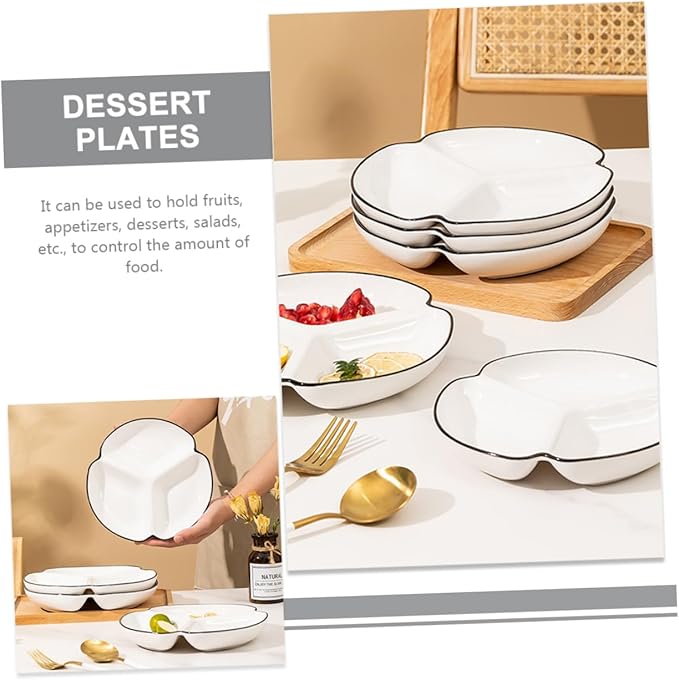 VOSAREA Divided Dinner Plate Ceramic Plate Portion Control Dinnerware for Salad Dessert Dish Adult Decorative Home Tableware