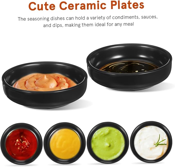 Garneck 6pcs Japanese Ceramic Dipping Dishes for Sauces Sushi and Snacks Versatile Appetizer Plates Dishwasher to Clean
