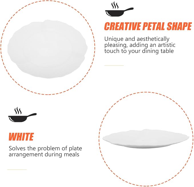 Scalloped White Plastic Appetizer Plates 5pcs Lightweight Dumpling and Dessert Serving Platters for Home Kitchen and Restaurant Use