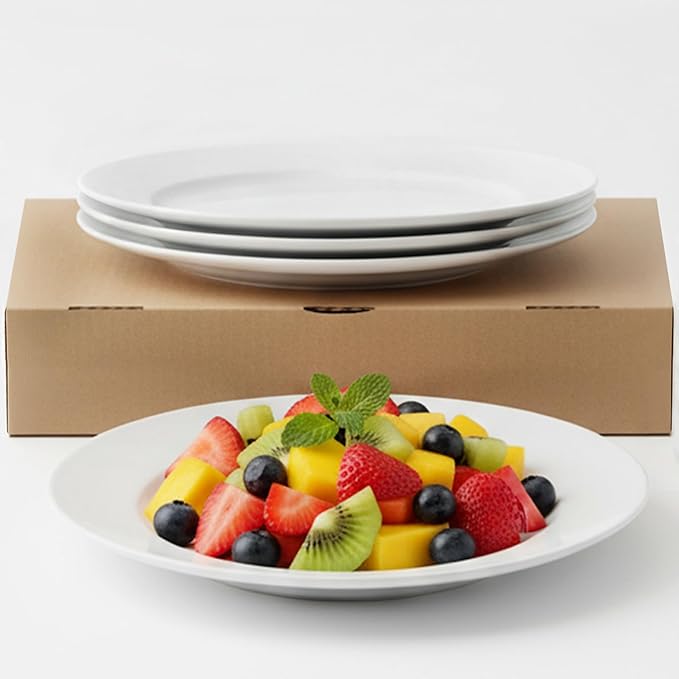 Appetizer Plates Set of 4, Small Ceramic White Dessert Plate, 5 Inch Small Plates Ceramic for Cake, Bread, Snack Sauce, Salad, Microwave and Dishwasher Safe (5 inch, 4 pack)