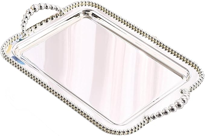 Designer Serving Tray, Vanity Accessories, Teacup Stand, Silver