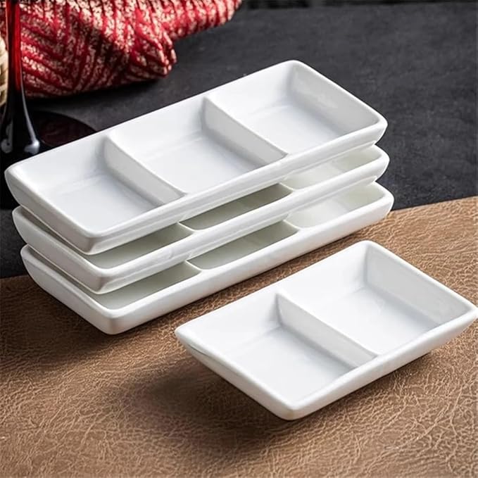 Appetizer Plates White Ceramic Seasoning Dish Sushi Dish Soy Sauce Dish Molecular Cuisine Tableware for Condiment(Large)