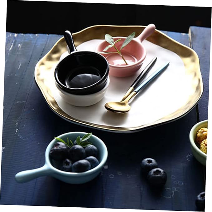 Healifty Ceramic Sauce Dishes with Handle Creative Mini Appetizer Plates for Dipping and Seasoning for Home School and Restaurants Dish
