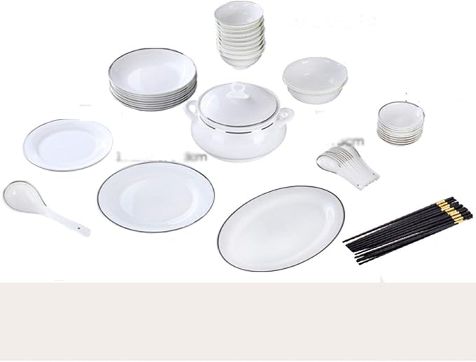 Dinnerware Set Multi Colour Crockery White Porcelain Dinner Set with Cups Saucers Dessert Plates Soup Plates,A,A
