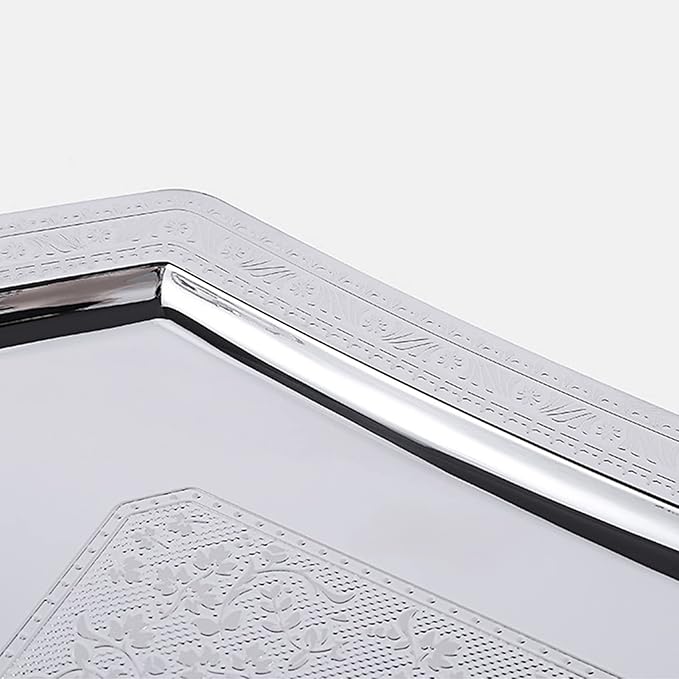 Stainless Steel Storage Tray Buffet Serve Plate Metal Container Accessory for Coffee Tea Drink Beverage Cup Anti-Scald Buffer Trays, Silver
