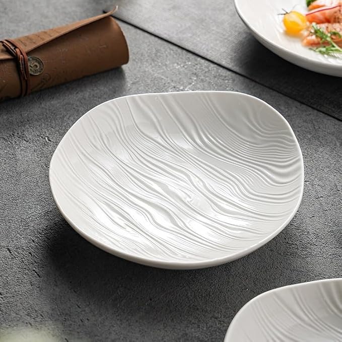 Kitchen Plates 7-inch Ceramic Plate Home Kitchen Appetizer Breakfast Tableware Dish Deep Restaurant Cafe Pasta Restaurant Plates(7 in)