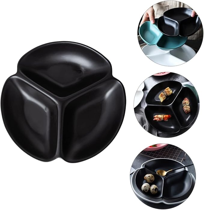 PRETYZOOM Multifunctional Ceramic Plate Divided Trays for Snack Party Serving Trays