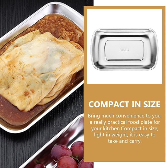 ARTIBETTER Stainless Steel Rectangle Food Tray Large 304 Steel Snack Holder Roast Meat Plate Pastry Serving Tray for Dining Table and Barbecue Use