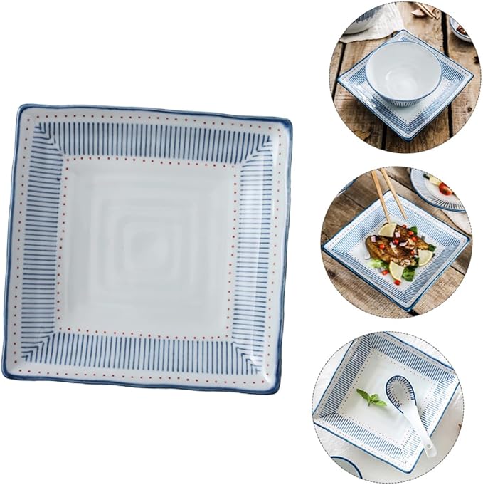 Healthful Ceramic Plate 6.8in Dessert Serving Plate for Sushi Salad Steak Pasta Restaurant Home