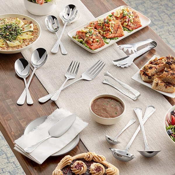 Swirl 12-Piece Serving Utensil Set, 18/8 Stainless Steel, Extra Heavy Weight, Silver, Dishwasher Safe